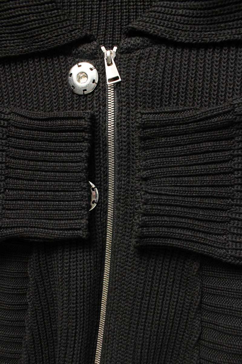 OUAT Metal Zip Up Knit Blouson Black Size L