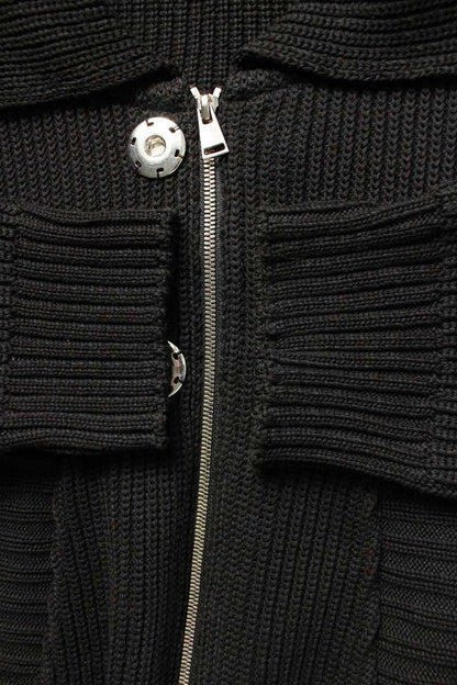 OUAT Metal Zip Up Knit Blouson Black Size L