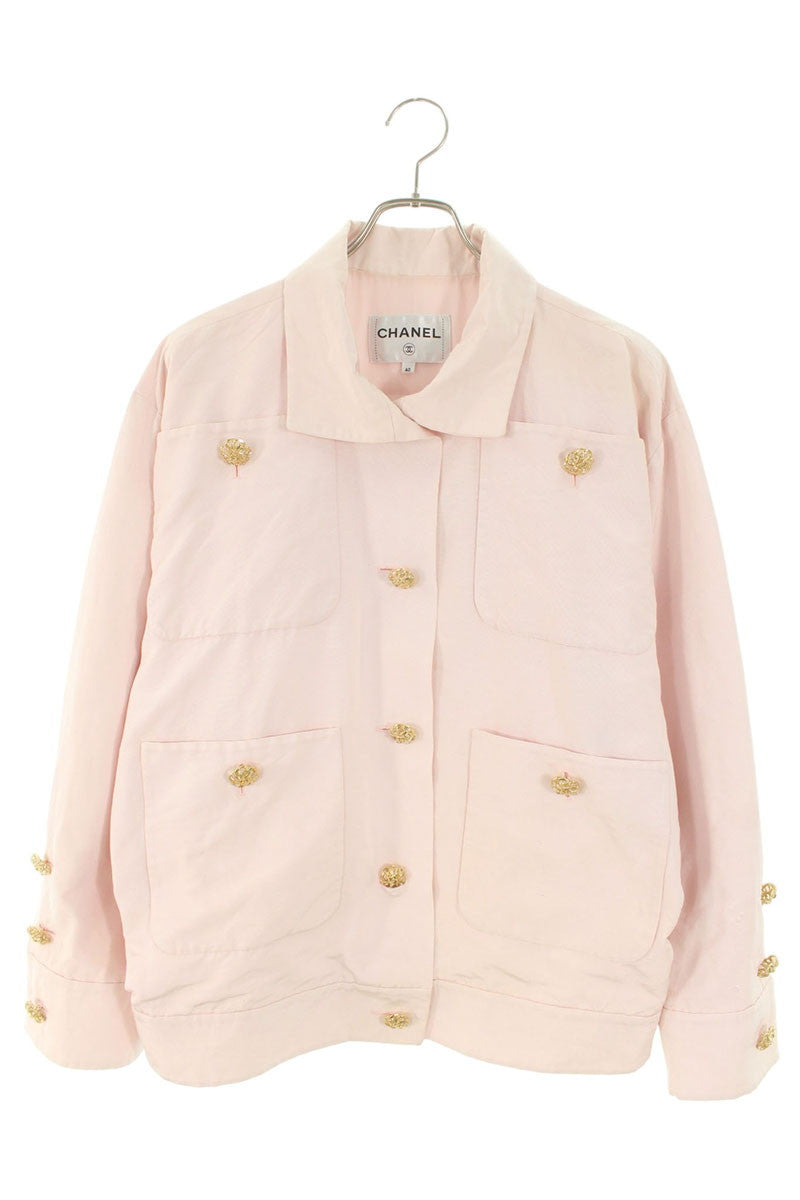 CHANEL Coco Mark Button Cotton Silk Blouson Multi Size XXS