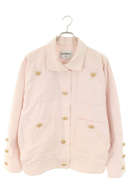 CHANEL Coco Mark Button Cotton Silk Blouson Multi Size XXS