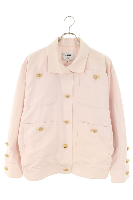 CHANEL Coco Mark Button Cotton Silk Blouson Multi Size XXS