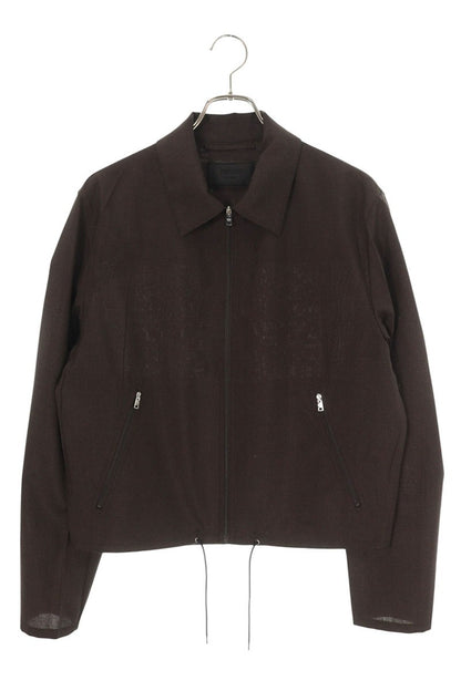 PRADA Mohair Silk Back Logo Patch Zip Blouson Brown Size S