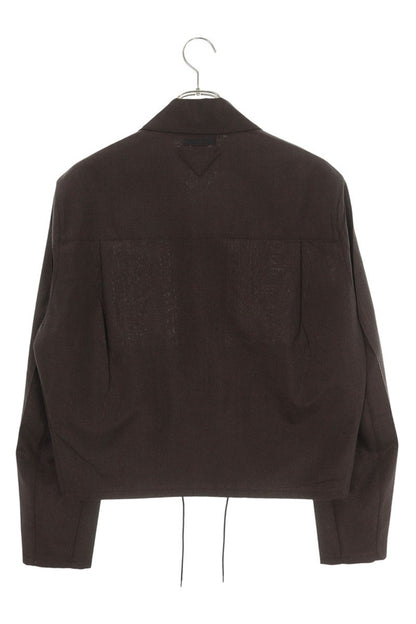 PRADA Mohair Silk Back Logo Patch Zip Blouson Brown Size S
