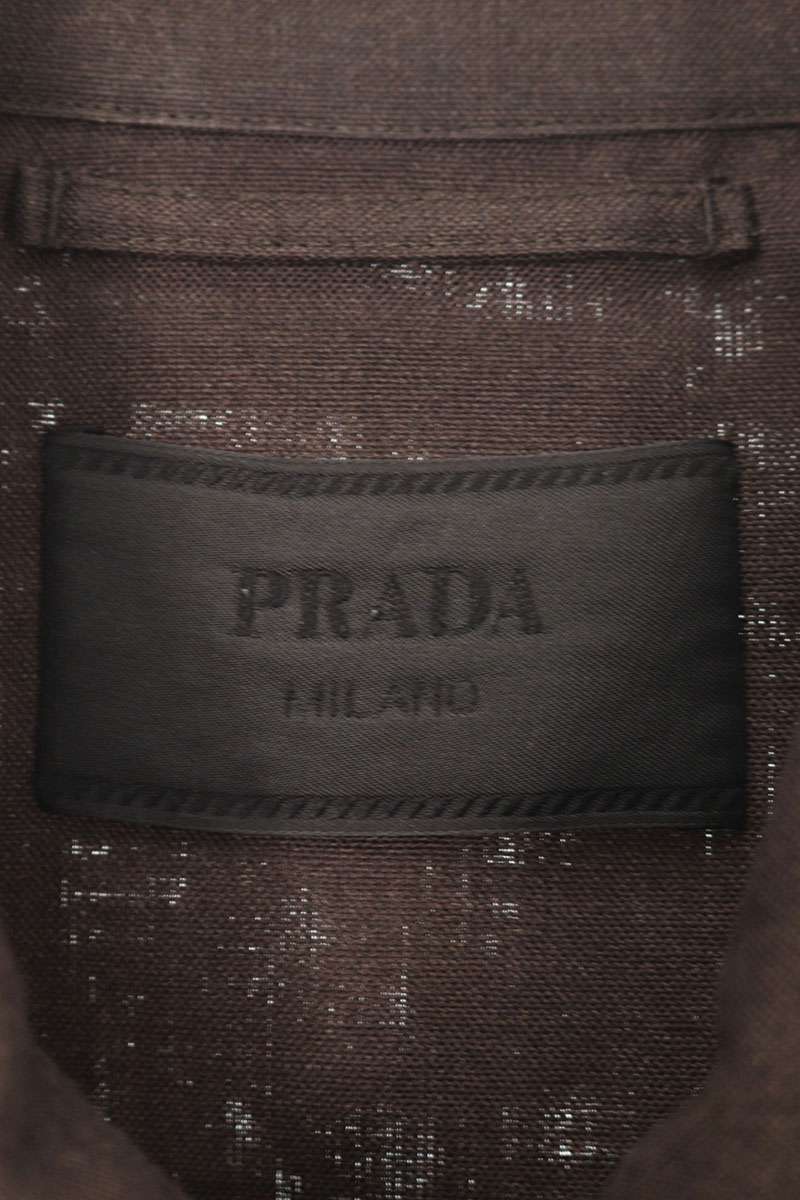 PRADA Mohair Silk Back Logo Patch Zip Blouson Brown Size S