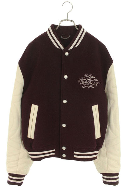 LOUISVUITTON Leather Sleeve Varsity Jacket Multi Size XL