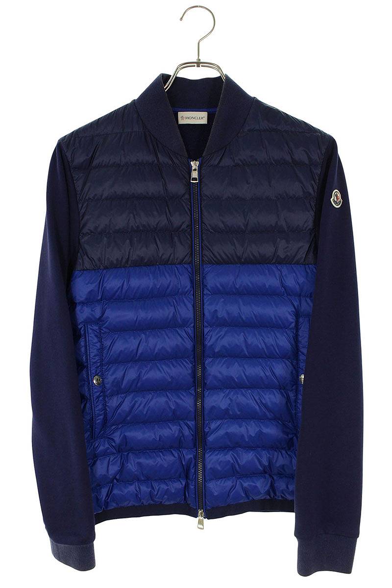 MONCLER Maglia Cardigan Down Panel Blouson Navy Blue Size S
