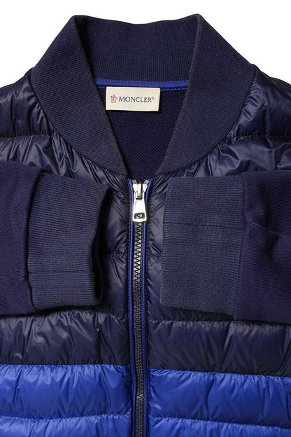MONCLER Maglia Cardigan Down Panel Blouson Navy Blue Size S