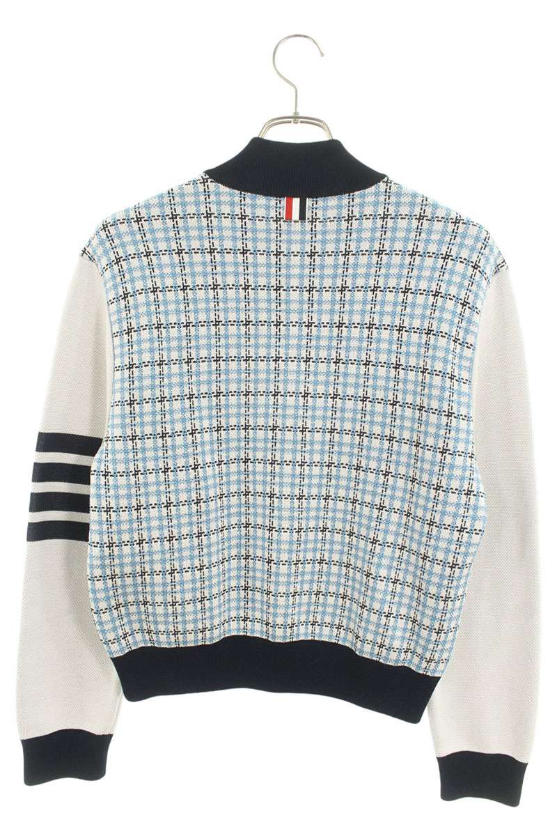 THOM BROWNE Silk 4-Bar Bomber Blouson Blue Size 1