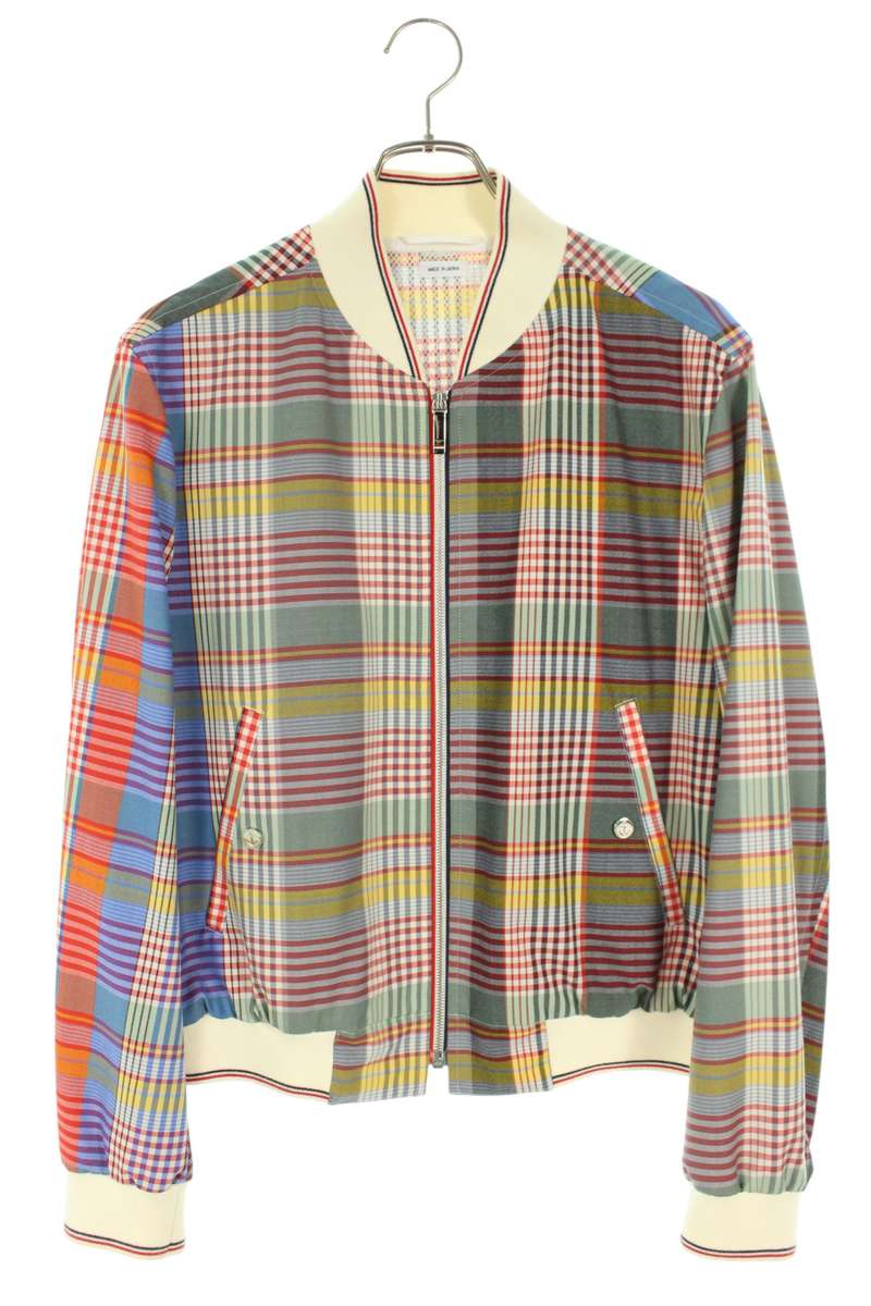 THOM BROWNE Madras Check Wool Zip Jacket Multi Size 1