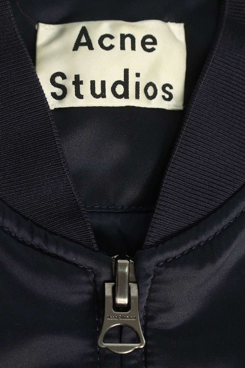 ACNE STUDIOS FW17 MYLON MATT Nylon Bomber Jacket Navy Size S