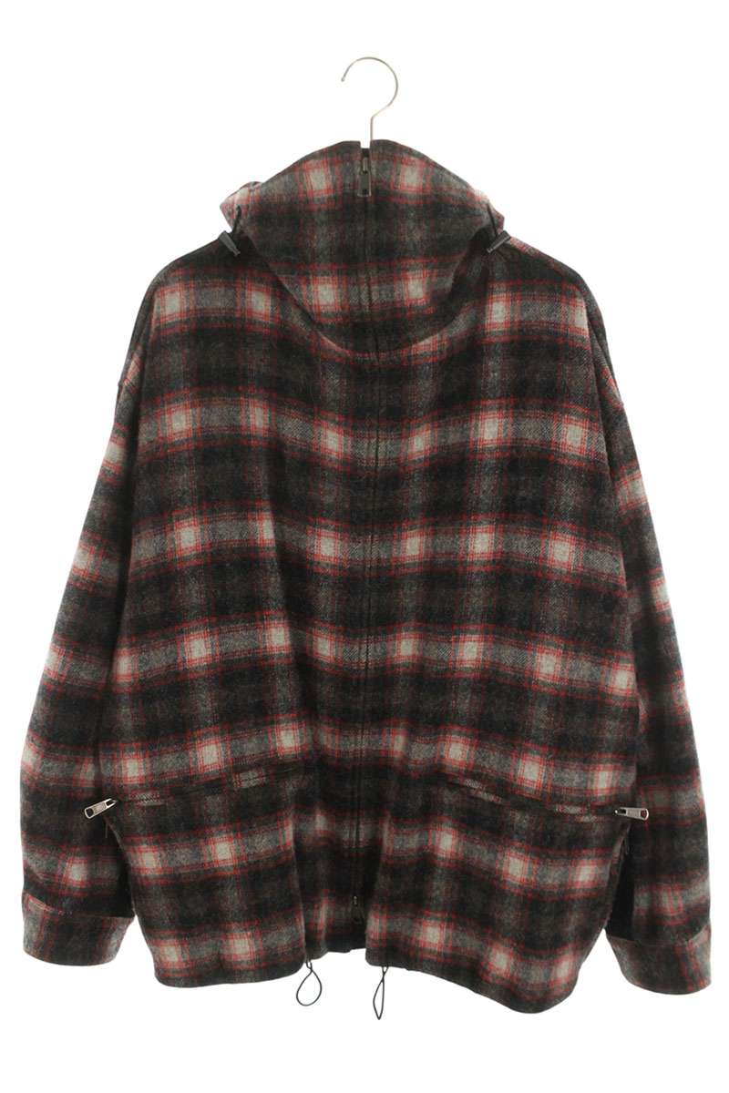 GroundY Hooded Check Wool Blend Jacket Multi Size L