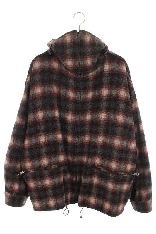GroundY Hooded Check Wool Blend Jacket Multi Size L