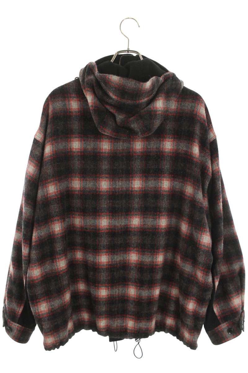 GroundY Hooded Check Wool Blend Jacket Multi Size L