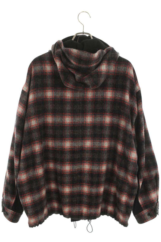 GroundY Hooded Check Wool Blend Jacket Multi Size L