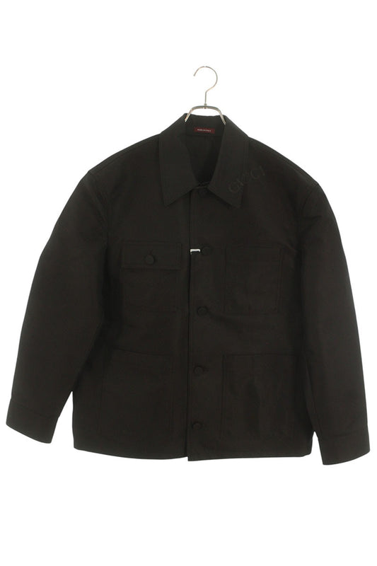 GUCCI 24AW Logo Print Cotton Shirt Jacket Brown Size L