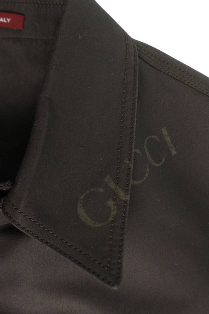 GUCCI 24AW Logo Print Cotton Shirt Jacket Brown Size L