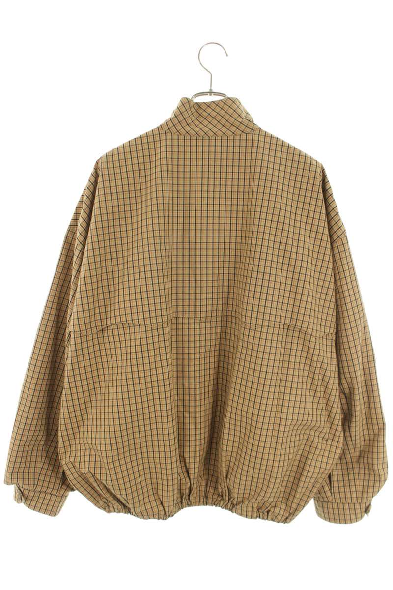 miumiu All-Over Check Front Logo Zip Blouson Beige Size S