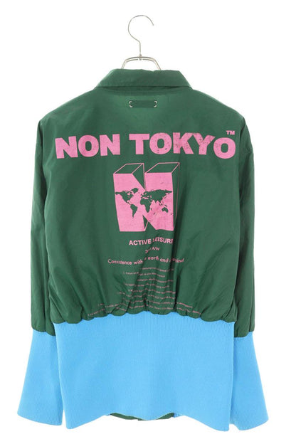 NON TOKYO Ribbed Panel Coach Jacket Green/Blue Size L