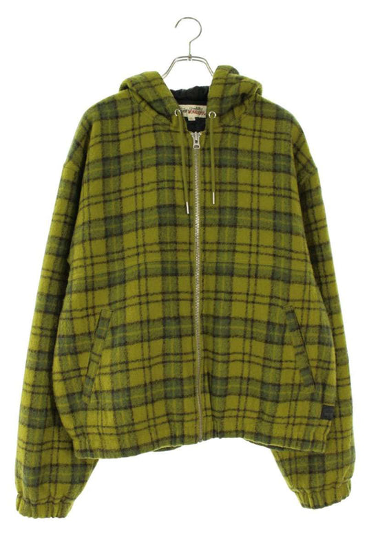 STUSSY Quilted Lining Check Wool Jacket Green Size XL