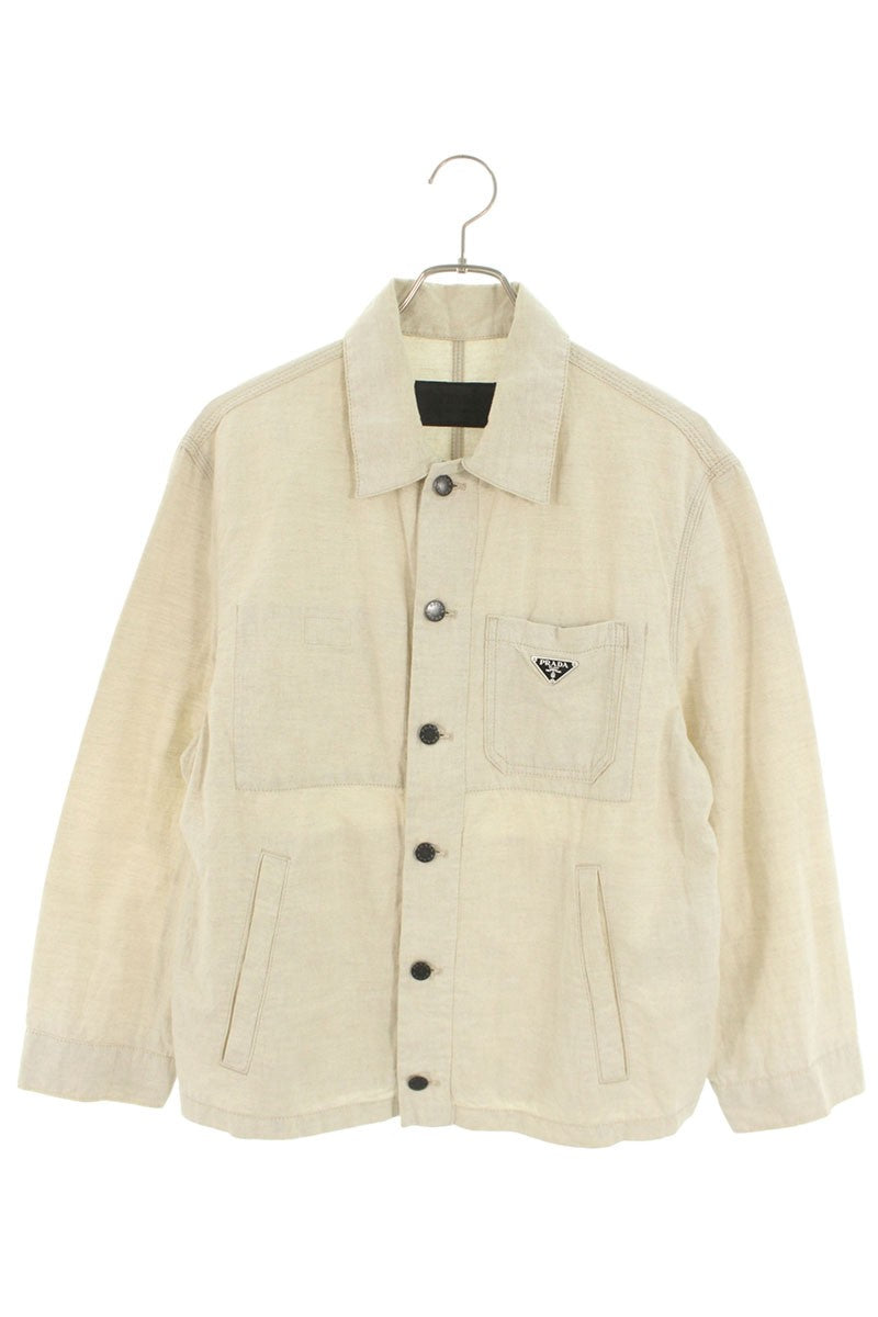 PRADA Triangle Chambray Jacket Beige Size S