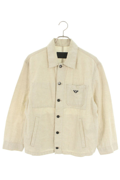 PRADA Triangle Chambray Jacket Beige Size S