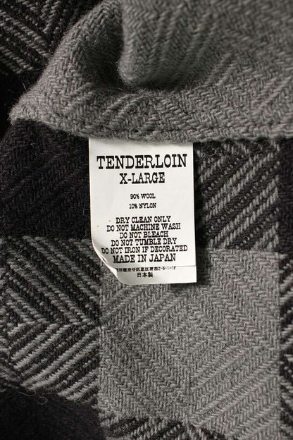 TENDERLOIN Buffalo Check Melton CPO Jacket Gray Size XL