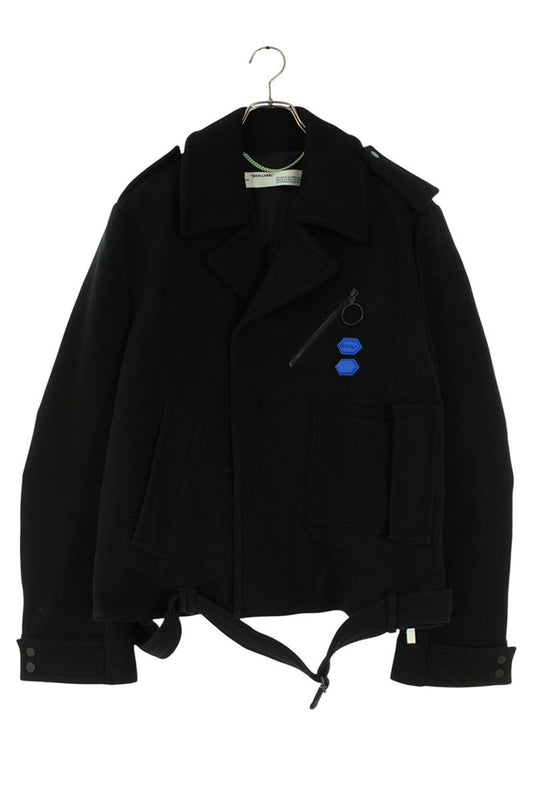 OFF-WHITE Back Arrow Melton Wool Rider Jacket Black Size XL