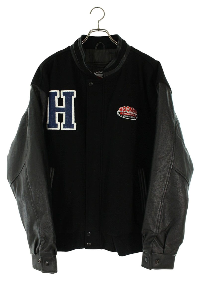 HOLLYWOOD RANCH MARKET Leather Sleeve Varsity Jacket Size XL