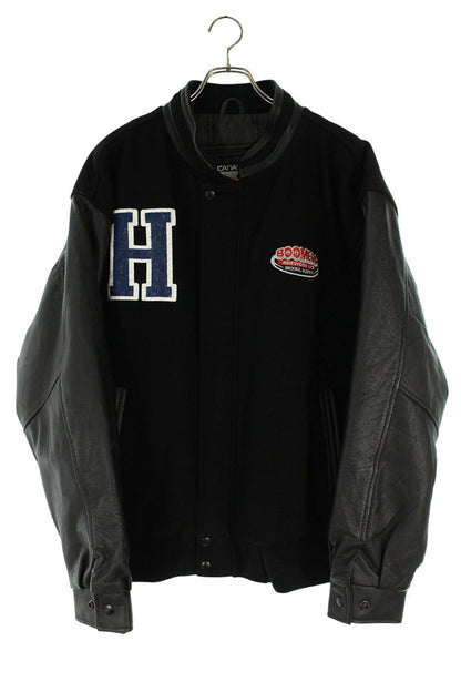 HOLLYWOOD RANCH MARKET Leather Sleeve Varsity Jacket Size XL