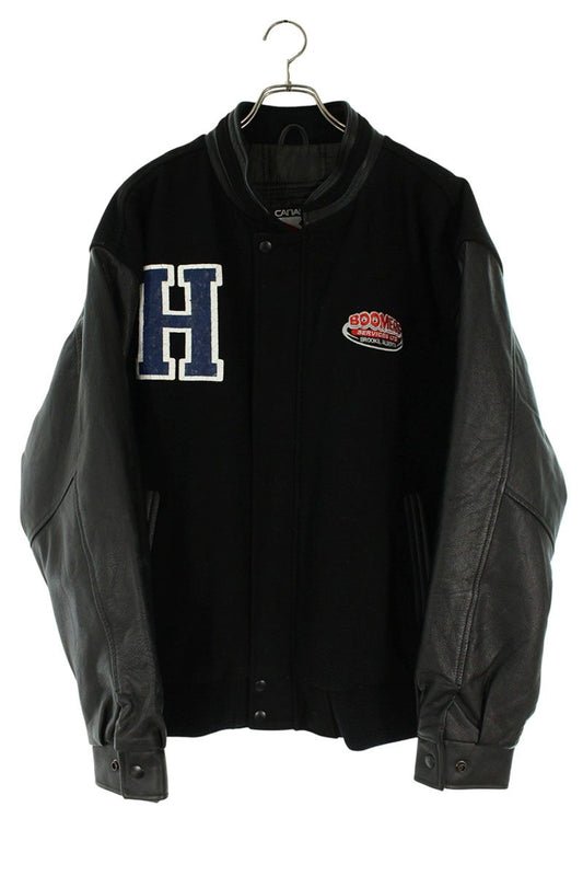 HOLLYWOOD RANCH MARKET Leather Sleeve Varsity Jacket Size XL