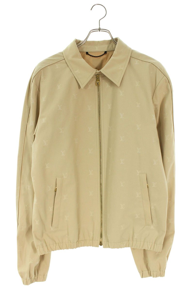 LOUISVUITTON LV Monogram Zip-Up Work Jacket Beige Size M
