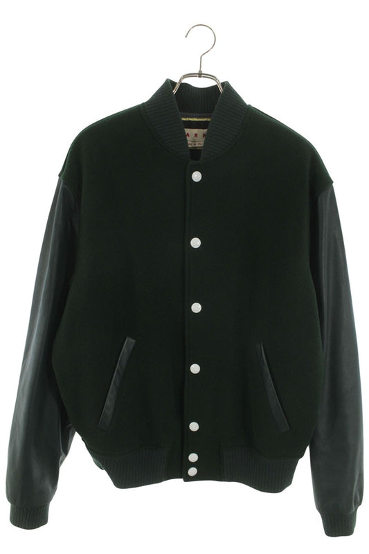 Marni Green Back Logo Wool Varsity Jacket Size M