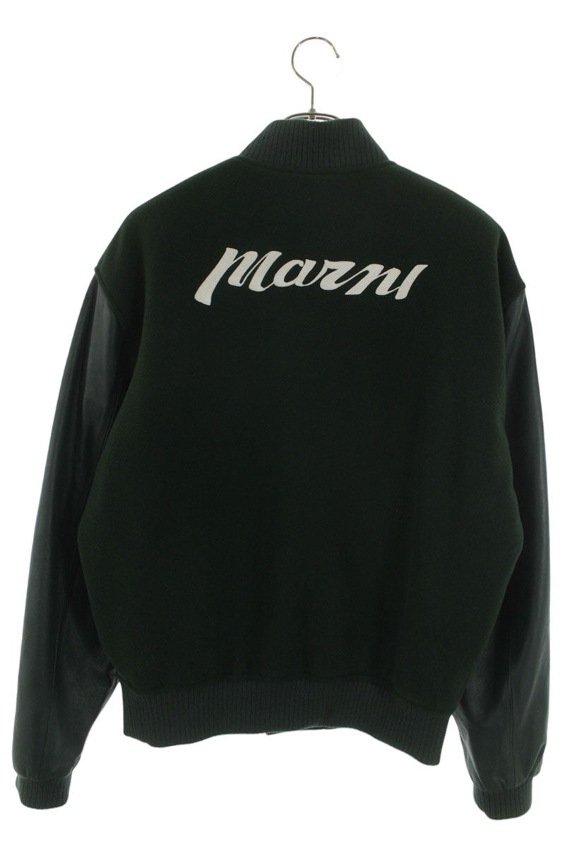 Marni Green Back Logo Wool Varsity Jacket Size M