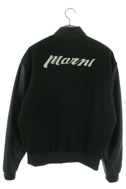 Marni Green Back Logo Wool Varsity Jacket Size M