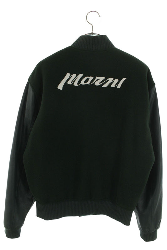 Marni Green Back Logo Wool Varsity Jacket Size M