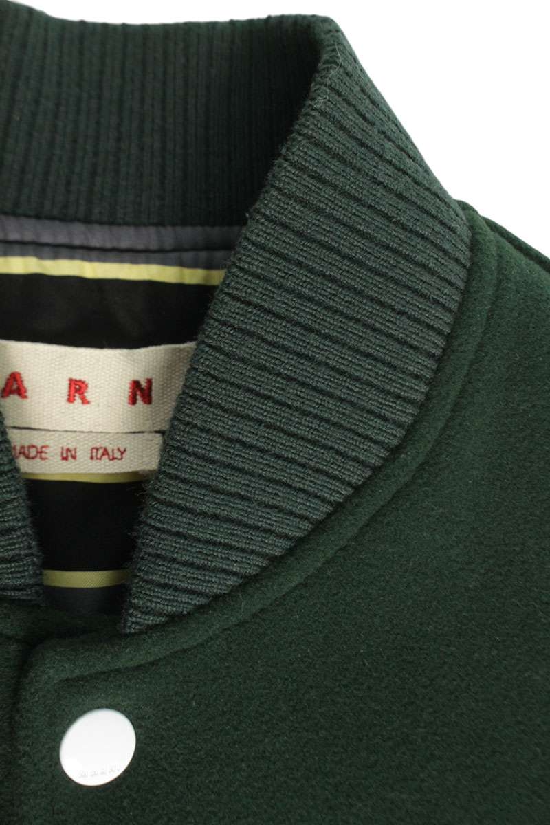 Marni Green Back Logo Wool Varsity Jacket Size M