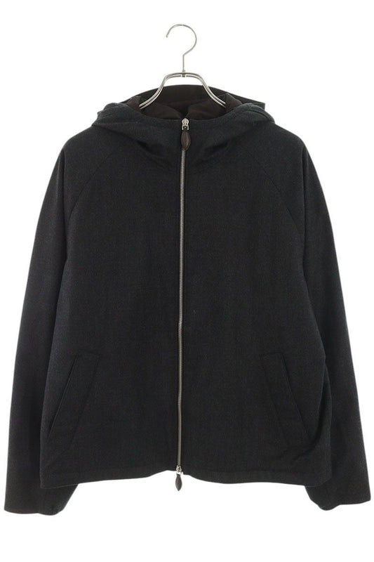 Berluti DAO Calligraphy Leather Wool Zip Blouson Gray Size M
