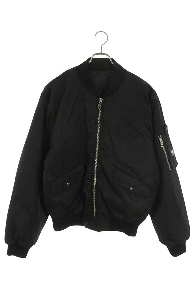 PRADA Triangle Logo Recycled Nylon Bomber Black Size M