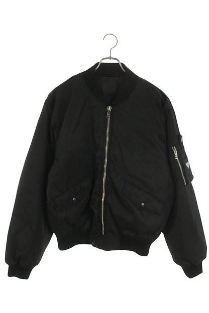 PRADA Triangle Logo Recycled Nylon Bomber Black Size M