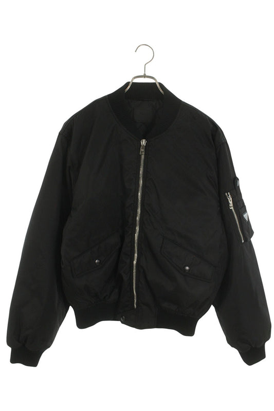 PRADA Triangle Logo Recycled Nylon Bomber Black Size M