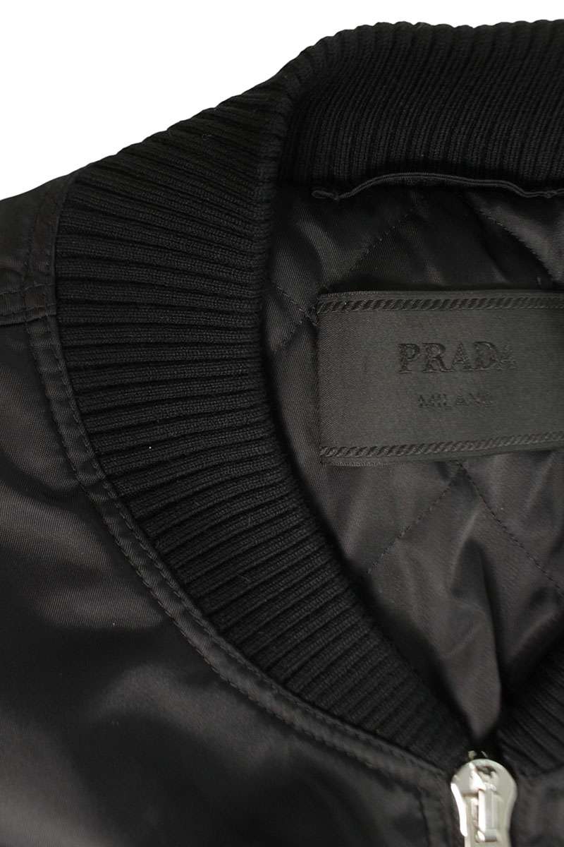 PRADA Triangle Logo Recycled Nylon Bomber Black Size M