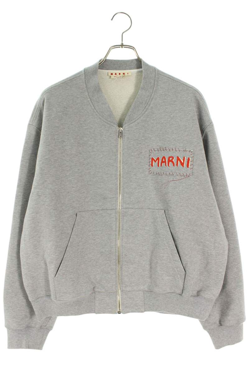 Marni 24AW Logo Print Sweat Blouson Gray Size S