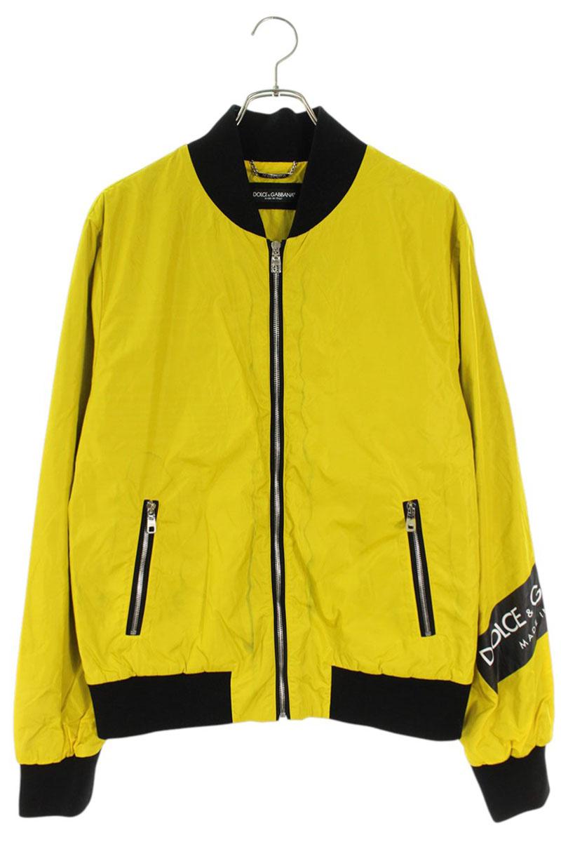 DOLCE & GABBANA Arm Logo Print Nylon Blouson Yellow Size L