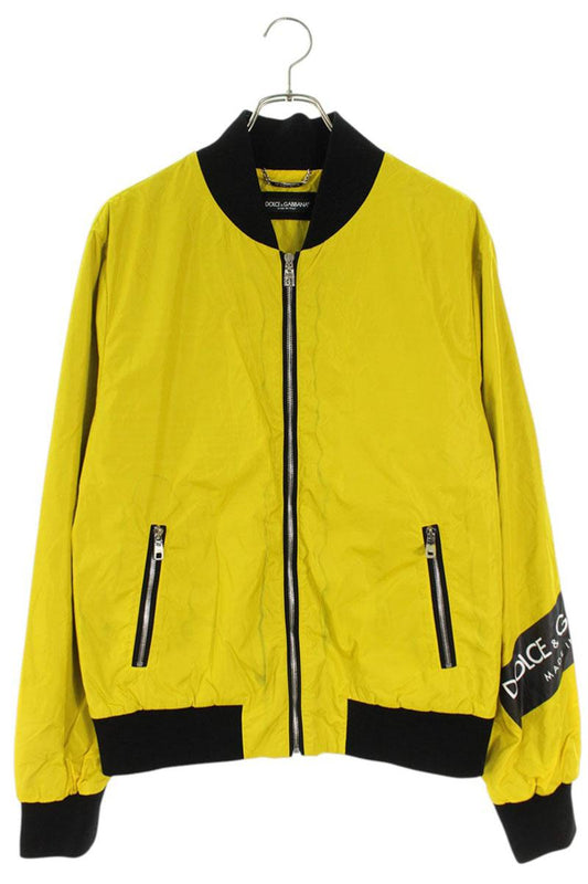 DOLCE & GABBANA Arm Logo Print Nylon Blouson Yellow Size L