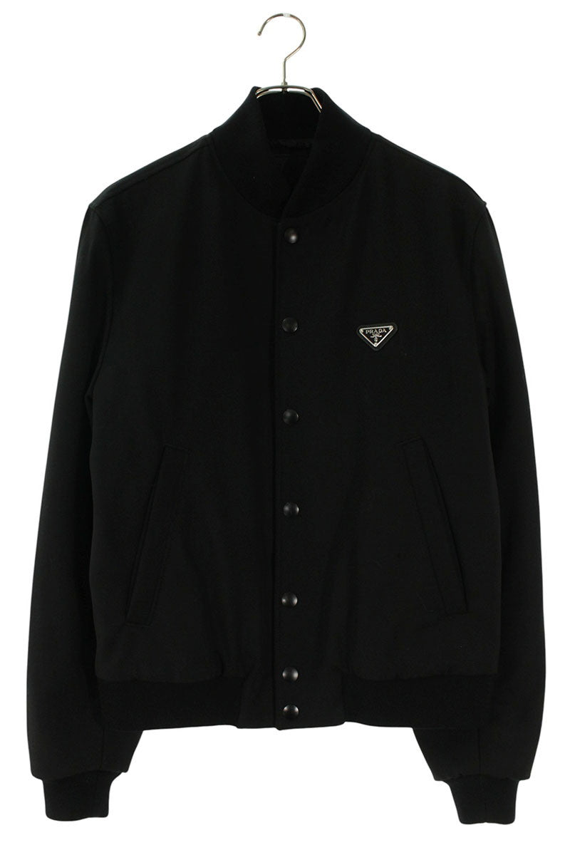 PRADA Virgin Wool Triangle Logo Quilted Blouson Black Size S