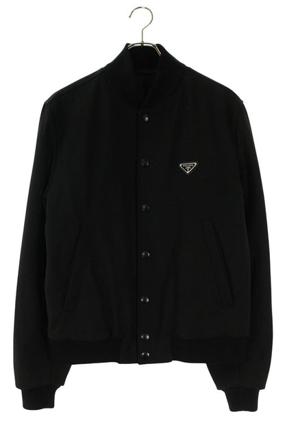 PRADA Virgin Wool Triangle Logo Quilted Blouson Black Size S