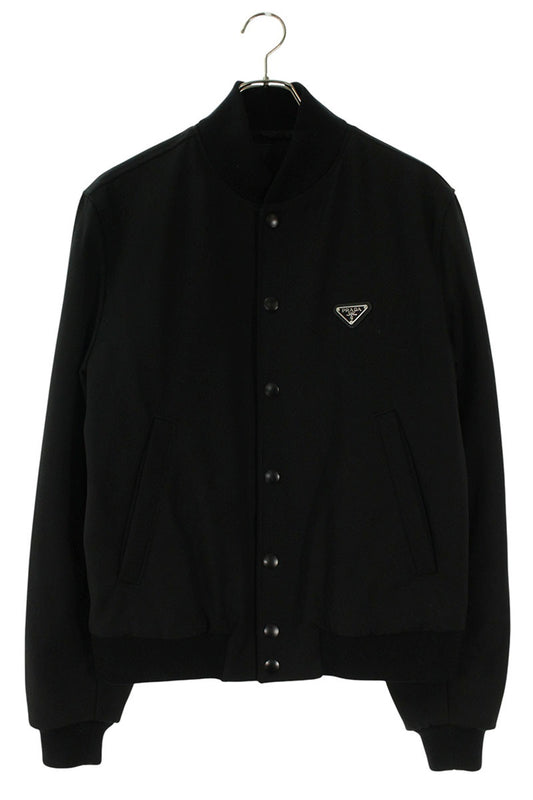 PRADA Virgin Wool Triangle Logo Quilted Blouson Black Size S