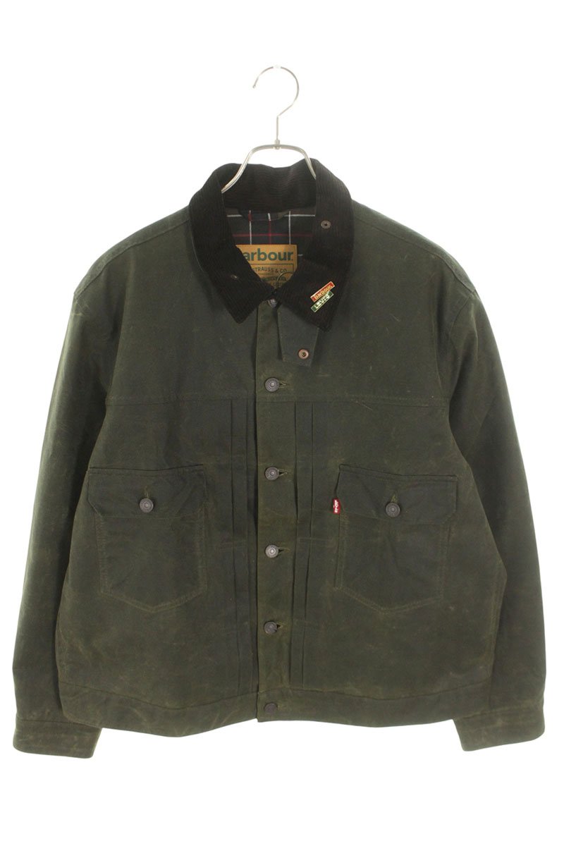 Barbour x LEVI'S Type II Waxed Trucker Jacket Green Size XL