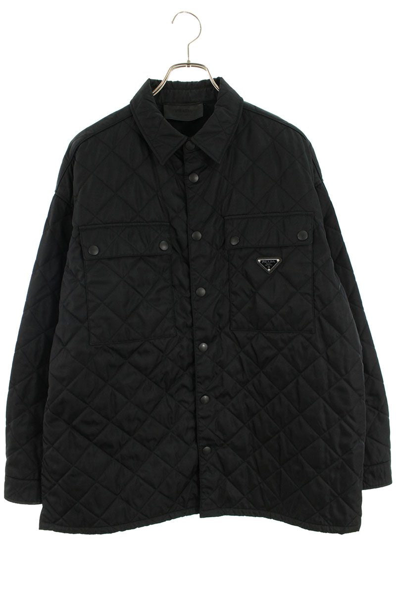 PRADA Re-Nylon Triangle Plate Quilted Blouson Black Size M