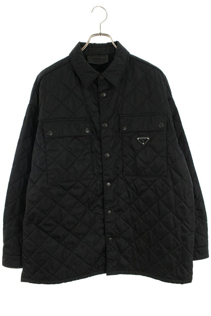 PRADA Re-Nylon Triangle Plate Quilted Blouson Black Size M